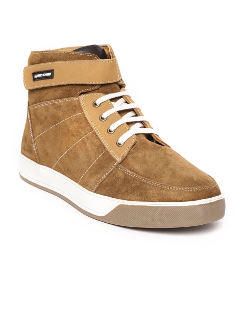 

Red Chief Men Tan Brown Solid Leather Mid-Top Sneakers