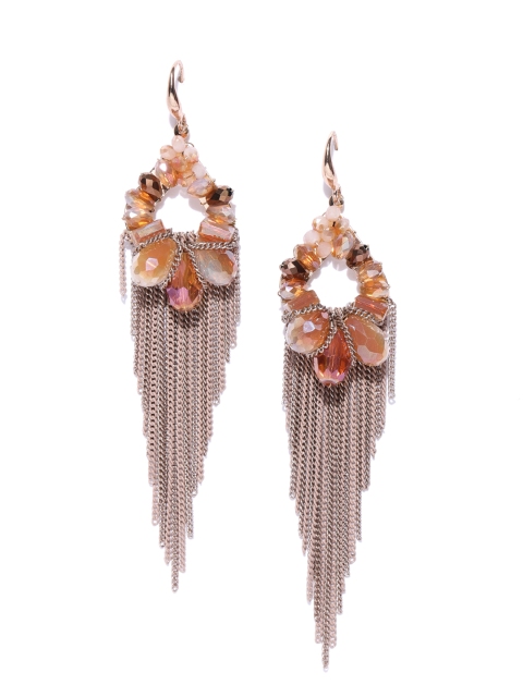 

Jewels Galaxy Brown Gold-Plated Handcrafted Tasselled Drop Earrings
