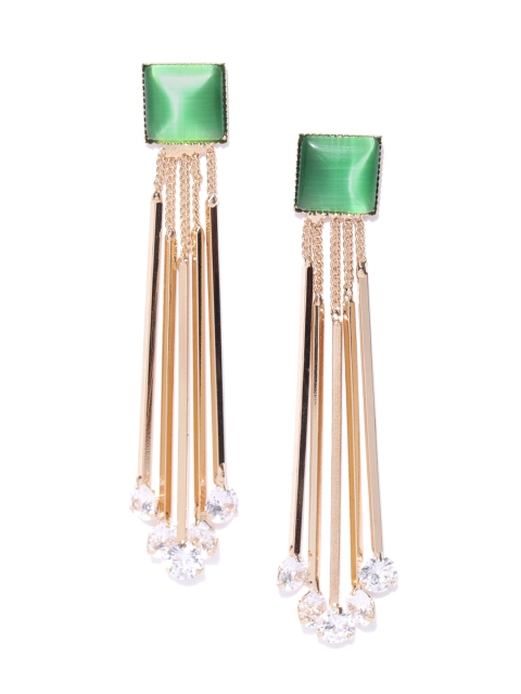 

Jewels Galaxy Green Gold-Plated Handcrafted Drop Earrings