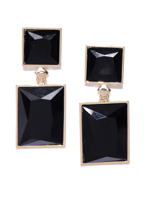 

Jewels Galaxy Black Gold-Plated Handcrafted Geometric Drop Earrings