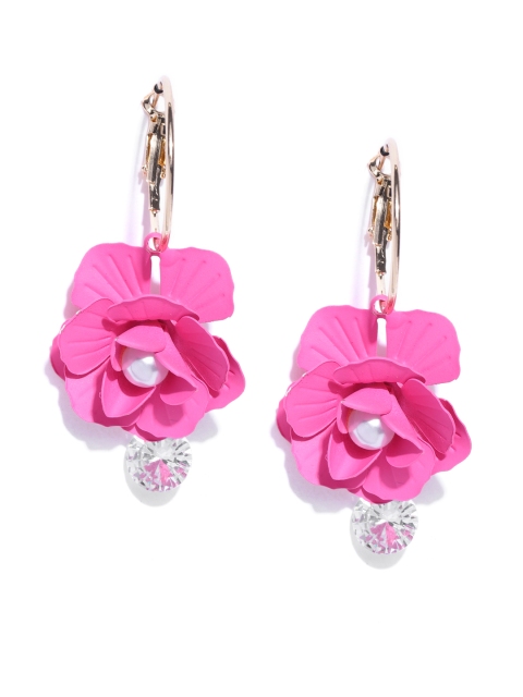 

Jewels Galaxy Pink Gold-Plated Handcrafted Floral Drop Earrings