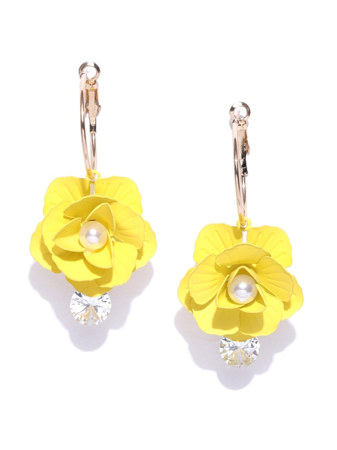 

Jewels Galaxy Yellow Gold-Plated Handcrafted Floral Drop Earrings