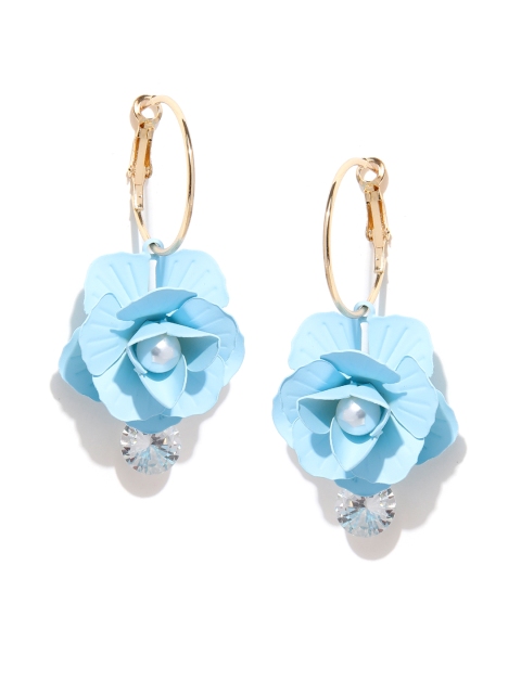 

Jewels Galaxy Blue Gold-Plated Handcrafted Floral Drop Earrings