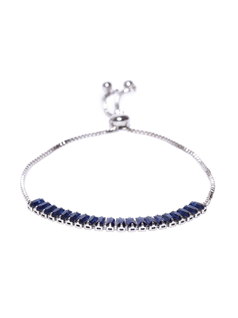 

Jewels Galaxy Navy Silver-Plated Handcrafted Link Bracelet, Navy blue