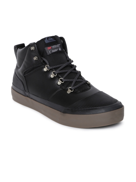

Quiksilver Men Black Solid Mid-Top Leather Sneakers