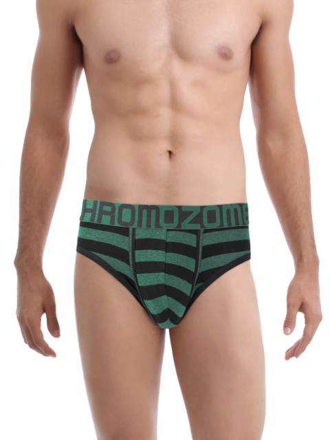 

Chromozome Men Green & Black Striped Briefs VB 3