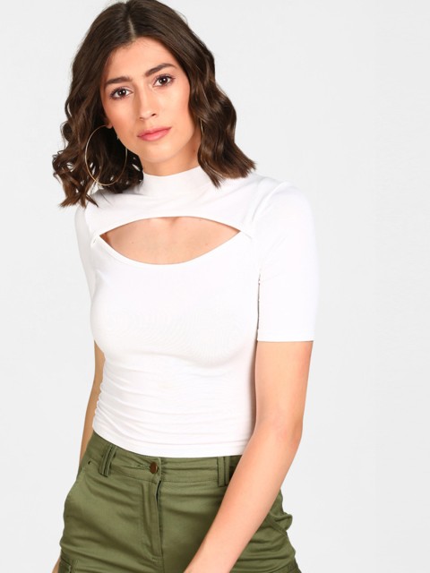 

StalkBuyLove Women White Solid Fitted Top