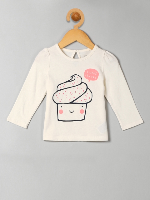 

GAP Girls White Graphic Keyhole Long Sleeve T-shirt