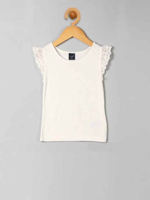 

GAP Girls White Eyelet Lace Flutter Pure Cotton Top