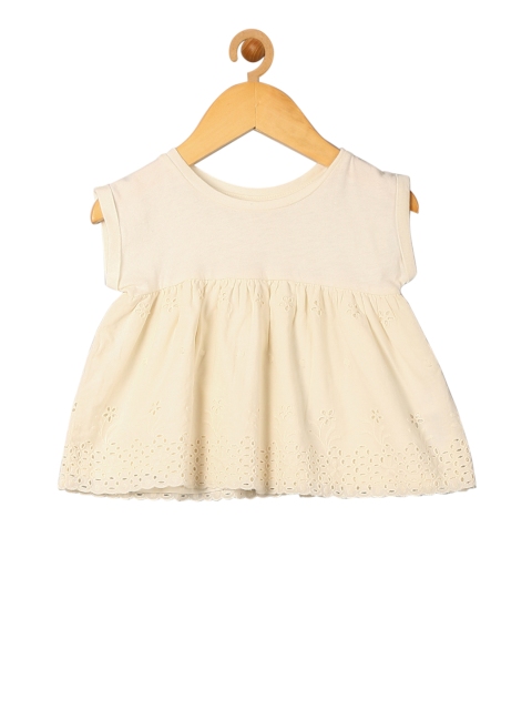 

GAP Girls Cream Floral Eyelet Border Pure Cotton Top
