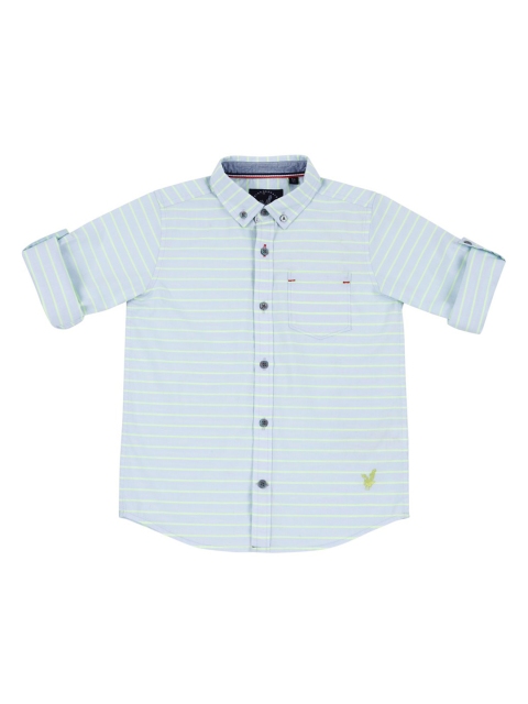 

URBAN SCOTTISH Boys Blue Regular Fit Striped Casual Shirt