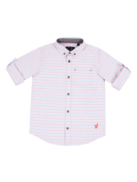 

URBAN SCOTTISH Boys Orange Regular Fit Striped Casual Shirt