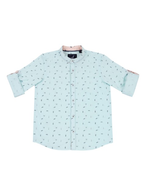 

URBAN SCOTTISH Boys Sea Green Regular Fit Printed Casual Shirt