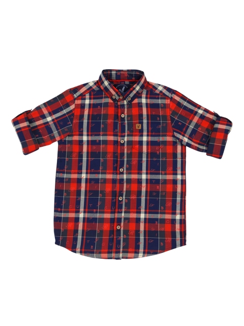 

URBAN SCOTTISH Boys Orange Regular Fit Printed Casual Shirt
