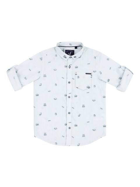 

URBAN SCOTTISH Boys Green Regular Fit Printed Casual Shirt