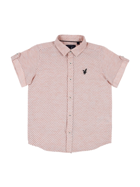 

Urban Scottish Boys Cotton Peach Printed Shirt