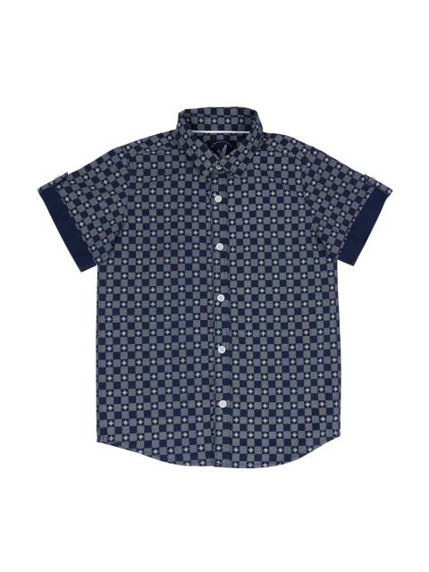 

URBAN SCOTTISH Boys Navy Blue Regular Fit Printed Casual Shirt