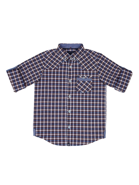 

URBAN SCOTTISH Boys Blue Regular Fit Checked Casual Shirt