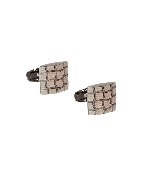 

Alvaro Castagnino Gunmetal-Toned Square Textured Cufflinks, Metallic