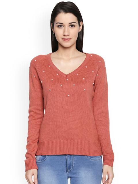 

Annabelle by Pantaloons Women Coral Pink Solid Pullover
