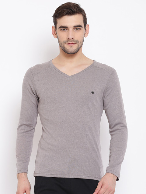 

Sweet Dreams Men Grey Solid V-Neck Lounge T-shirt MFT-170678
