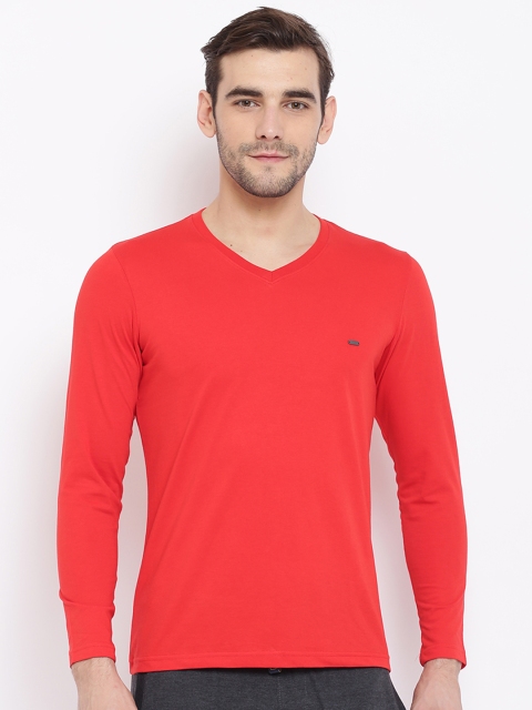

Sweet Dreams Men Red Solid V-Neck Lounge T-shirt MFT-170278