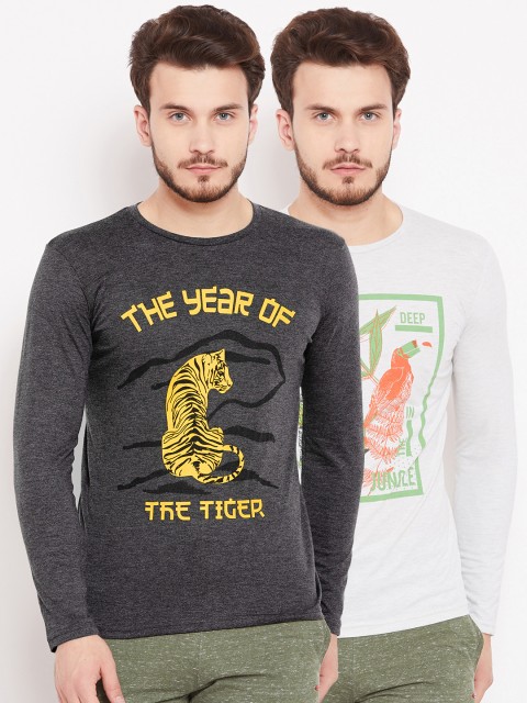 

Sweet Dreams Men Pack of 2 Printed Lounge T-shirt MFT-172578, Charcoal