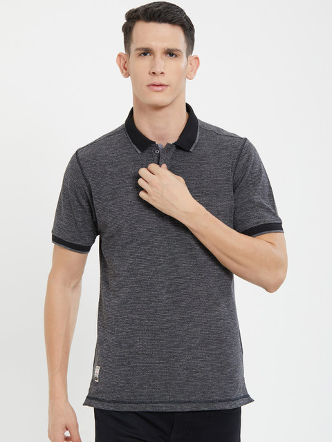 

NEXGEN CLUB Men Grey Solid Polo Collar T-shirt