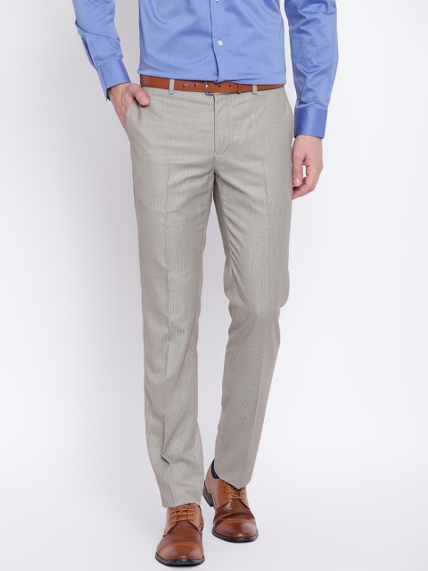 

Blackberrys Men Beige Regular Fit Solid Formal Trousers