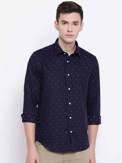 

Blackberrys Men Navy Slim Fit Self-Design Casual Shirt, Navy blue
