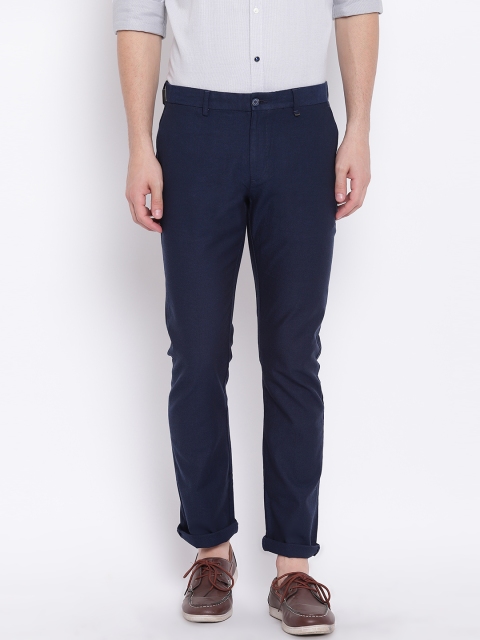 

Blackberrys Men Navy Regular Fit Solid Trousers, Navy blue