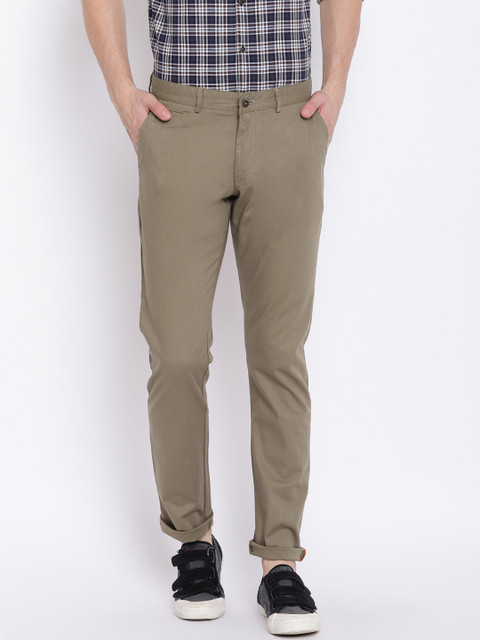 

Blackberrys Men Olive Green Regular Fit Solid Trousers