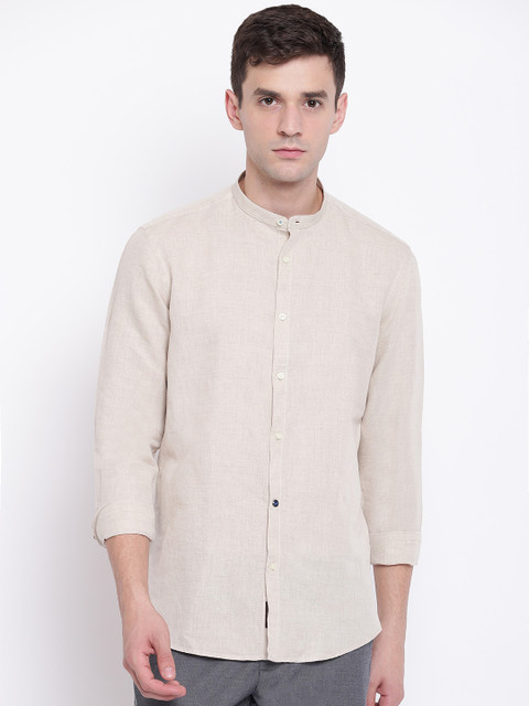 

Blackberrys Men Beige Slim Fit Solid Casual Shirt
