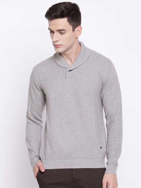 

Blackberrys Men Grey Melange Self Design Sweater