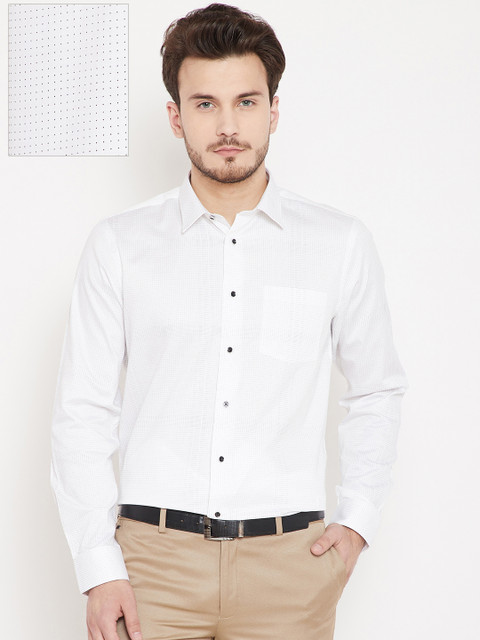 

Blackberrys Men White Slim Fit Printed Formal Shirt