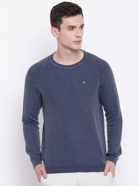 

Blackberrys Men Navy Blue Solid Pullover