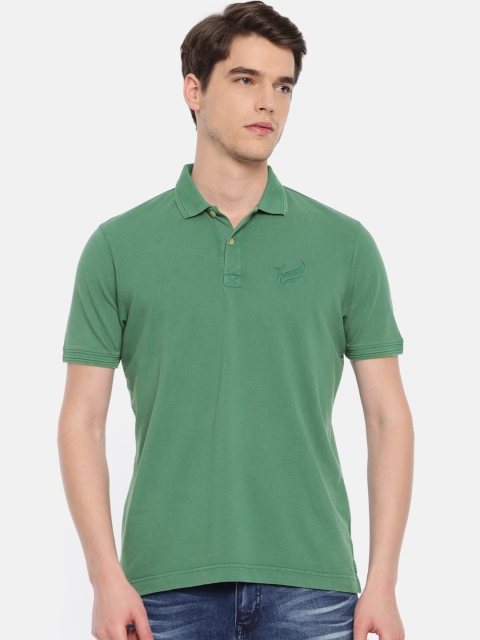 

Blackberrys Men Green Solid Polo Collar T-shirt