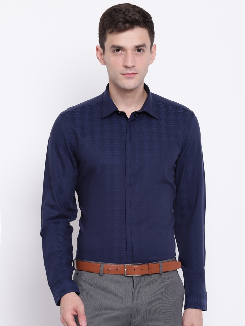 

Blackberrys Men Navy Blue Slim Fit Self Design Formal Shirt