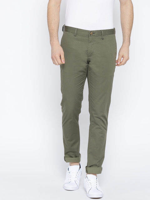 

Blackberrys Men Olive Green Regular Fit Printed Trousers