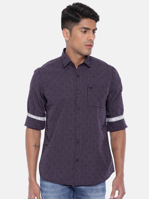 

Blackberrys Men Purple Slim Fit Checked Casual Shirt