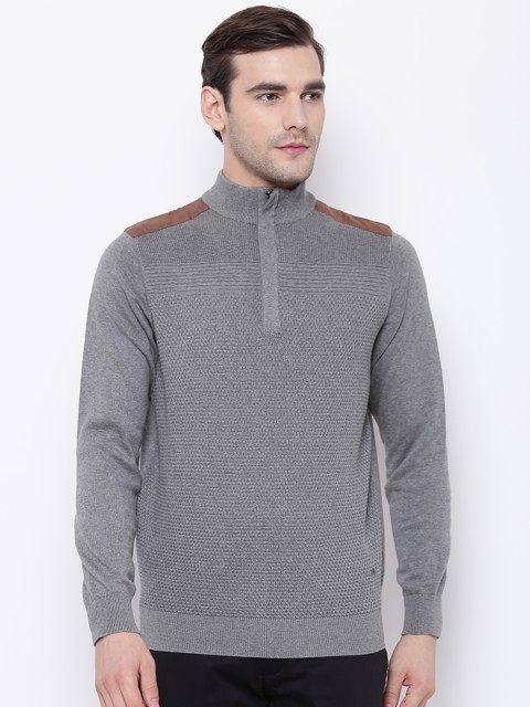 

Blackberrys Men Grey Self Design Pullover