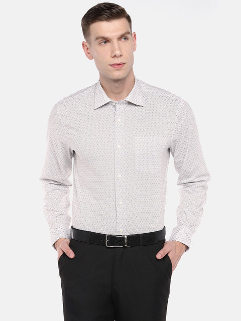 

Blackberrys Men White & Lavender Slim Fit Printed Casual Shirt