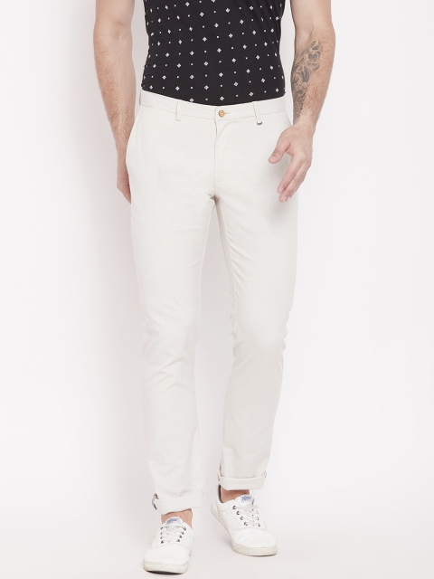 

Blackberrys Men Beige Sharp Regular Fit Solid Trousers