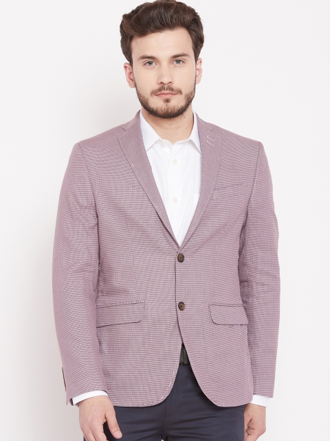 

Blackberrys Burgundy Self-Design Slim Fit Single-Breasted Smart Casual Blazer
