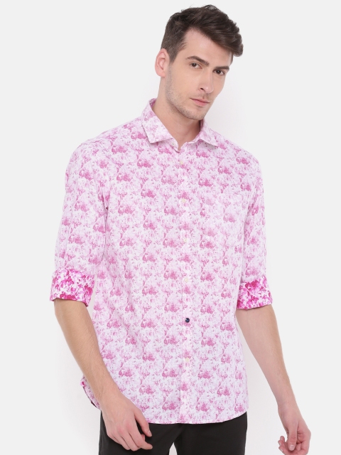 

Blackberrys Men Pink & White Regular Fit Printed Casual Shirt