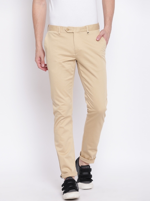 

Blackberrys Men Beige Tailored Tapered Fit Solid Trousers