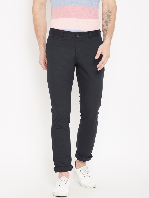 

Blackberrys Men Navy Blue Tapered Fit Solid Trousers
