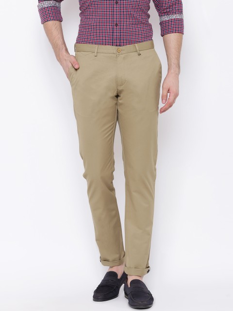 

Blackberrys Men Olive Green B-95 Slim Fit Solid Trousers