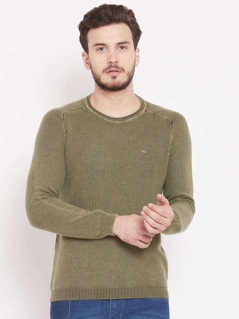 

Blackberrys Men Olive Green Solid Pullover