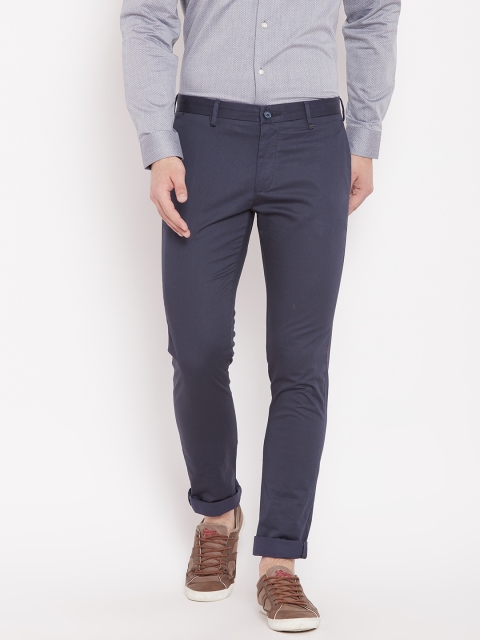 

Blackberrys Men Navy Blue Regular Fit Solid Chinos